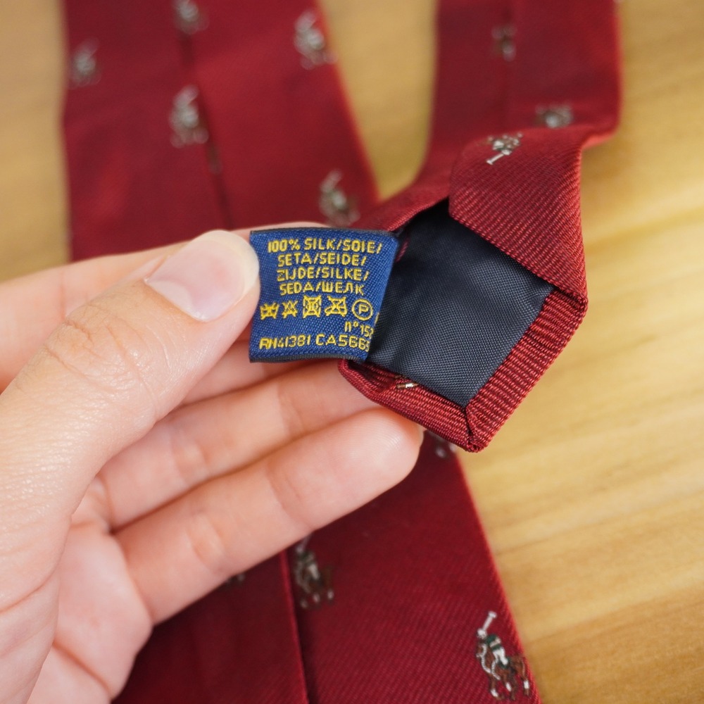 Polo Ralph Lauren Necktie Kids Red Silk Pony Logo Italian Made Classic Preppy - Picture 4 of 7